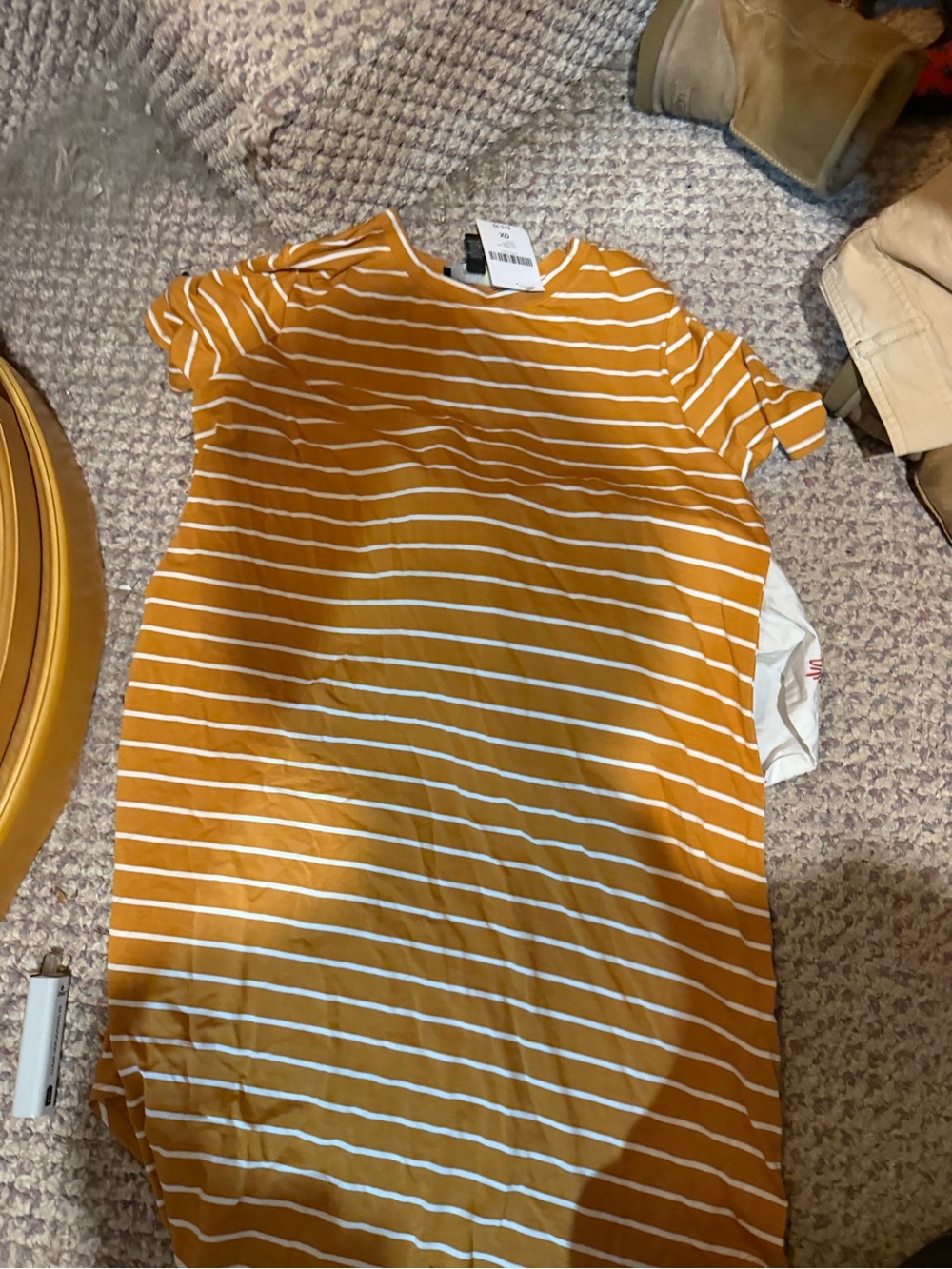 Forever 21 Mustard and White Striped Mini Dress